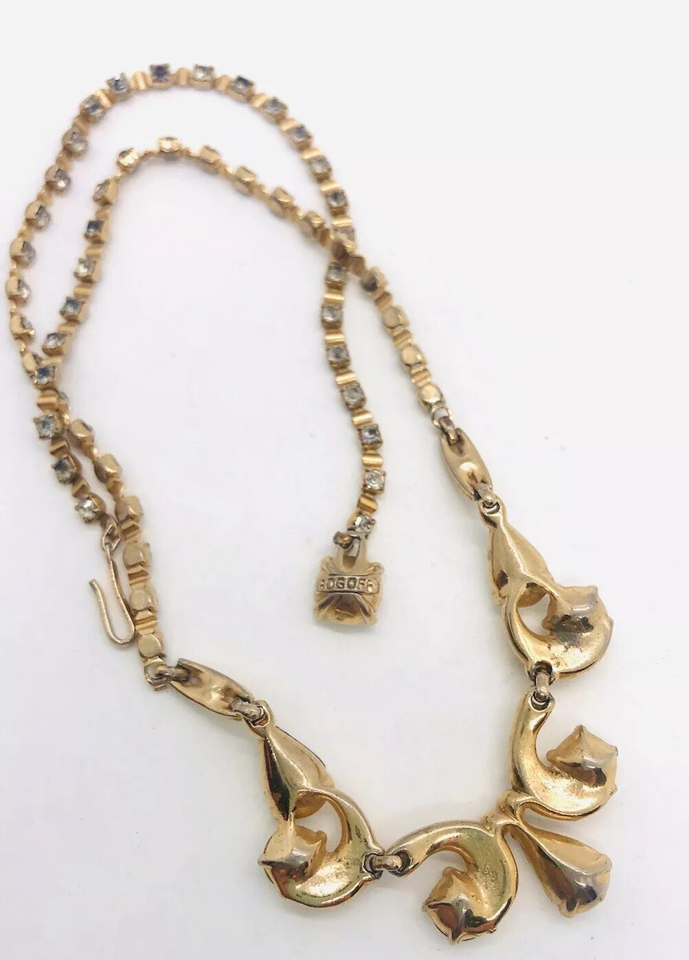 Beautiful BOGOFF Clear Rhinestone Necklace Gold P… - image 8