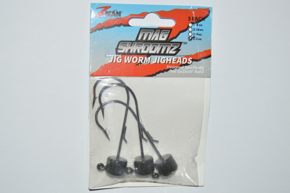 3 packs z-man zman mag shroomz ned rig green pumpkin 3/8oz