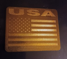 USA American Flag Engraved On Solid Brass Plate 43x51x1mm - Made in USA