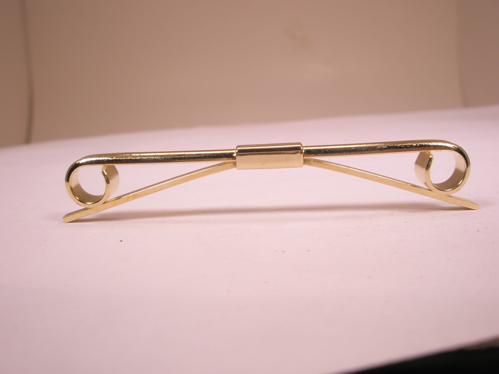 2-5/8" Gold Tone Flared Curled Ends Vintage Collar Bar L163