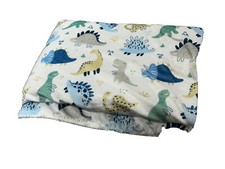SL Home Fashions DINOSAUR Baby Blanket Blue Gray Yellow White Sherpa