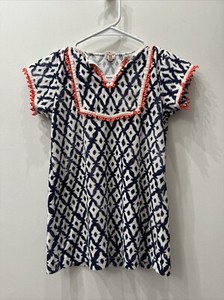 Crewcuts Girls Size 6 Terry Dress White Black Short Sleeve Printed Cover Up