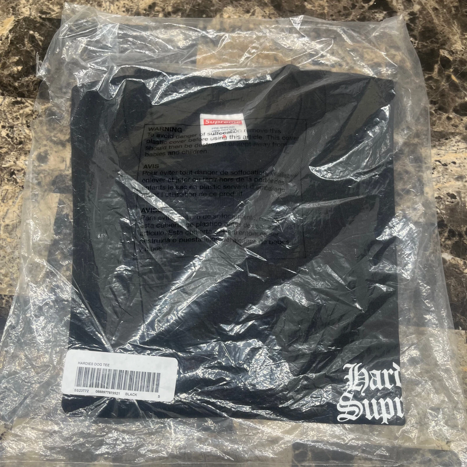 Tee shirt noir Supreme Hardies pour chien taille S SS23 NEUF