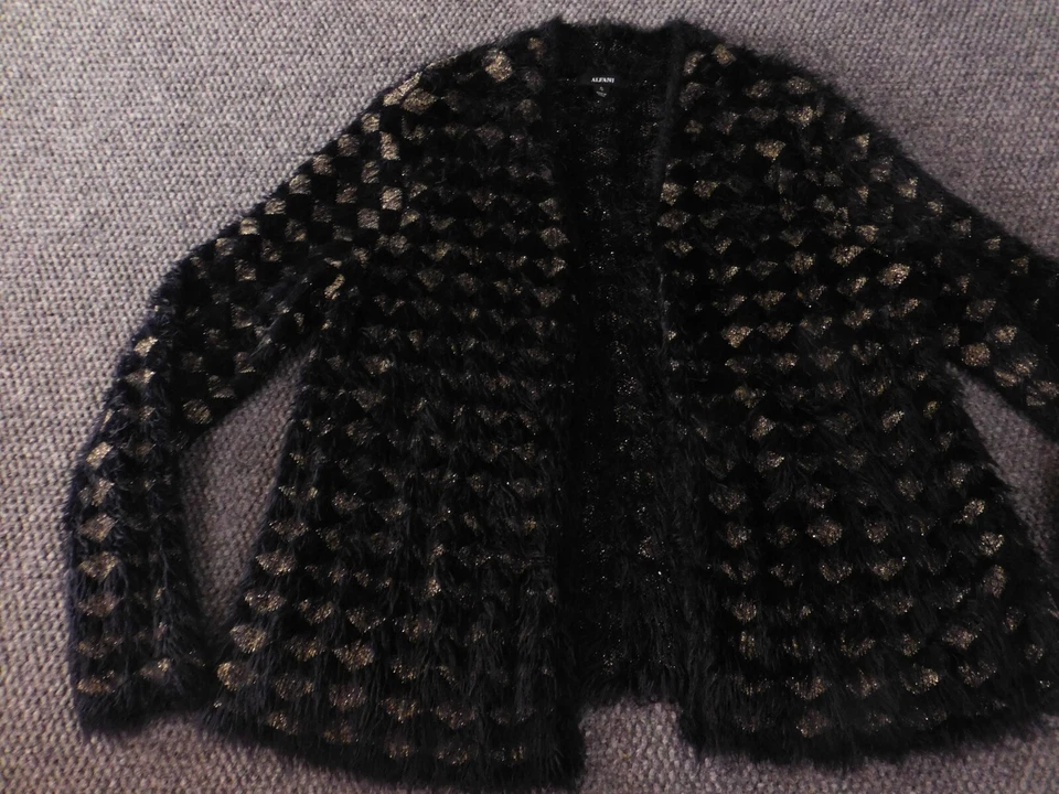 Suéter Alfani para mujer PL Petites negro cárdigan elástico Foto 3 de 4