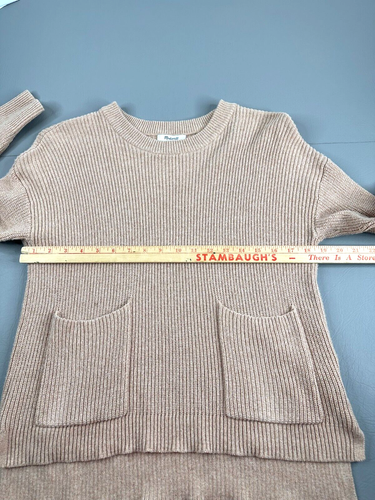 Madewell High Low Crew Neck Sweater Long Sleeve Pockets Womens Medium - Picture 5 of 12