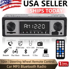 Bluetooth Car Vintage FM Radio MP3 Player USB Classic Stereo Audio Receiver AUX