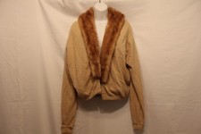 Vintage Pringle of Scotland Cashmere Sweater Cream w/ Fur Collar