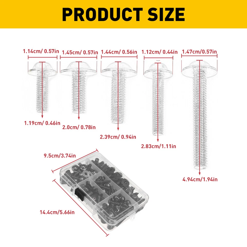 Black Complete Fairing Bolt Screws Kit For Kawasaki Ninja ZX6R 7R ZX9R ZX12R EOA - Image 3 of 4