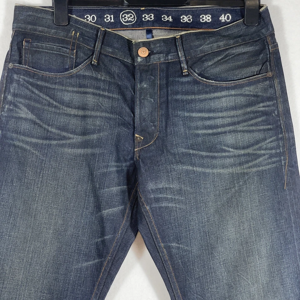 Jeans Ernest Cosidos Fulton Talla Verdadera 36x30 Lavado Oscuro Botón Recto Mosca Hechos en EE. UU. Foto 2 de 4