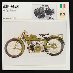 1921 Moto Guzzi 500cc Tipo Normale (498cc) Italy Motorcycle Photo Spec Info Card