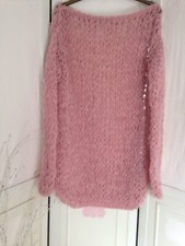 Pink Chunky Loose Handknitted Jumper/Dress in Merino Wool/Mohair -  FLASH SALE!