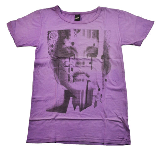 Obey MASQUERADE TEE Purple Grape Graphic Faded Print Girls Face Junior's T-Shirt - Afbeelding 1 van 6