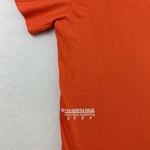 The North Face NEVER STOP EXPLORING Orange T-Shirt Mens M Outdoor Hiking - Picture 3 of 13