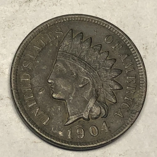 1904 INDIAN HEAD U.S. one cent. XF, very minor surface roughness. #m1