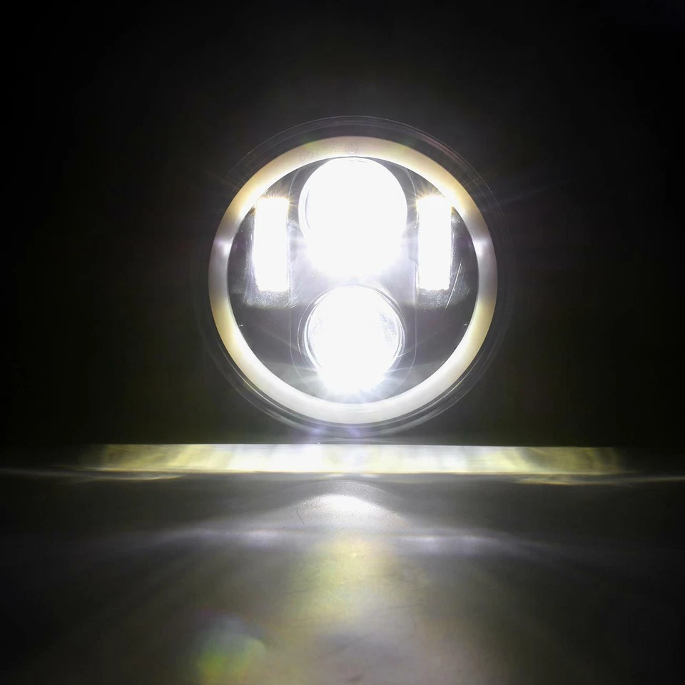 DOT 7"inch LED Headlight DRL Angel Eye for Harley Ducati Honda Yamaha Motorcycle - Image 2 of 4