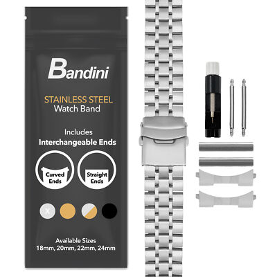20mm Steel Metal Watch Band Brick Link Strap for Mido Multifort