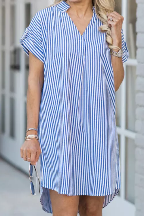 Stripe short top sleeve dress