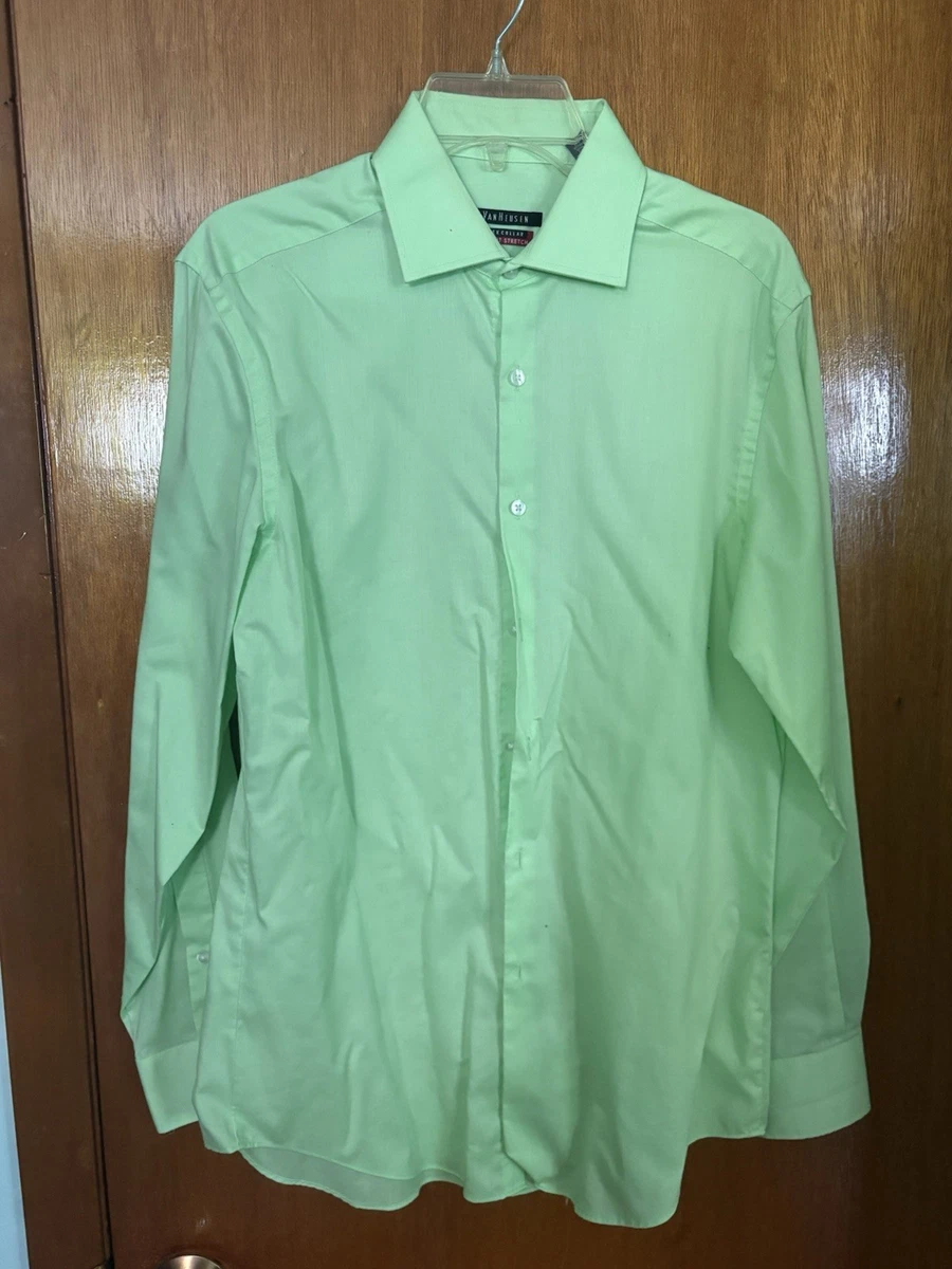Green Slim Solid Dress Shirts for Men for sale | eBay