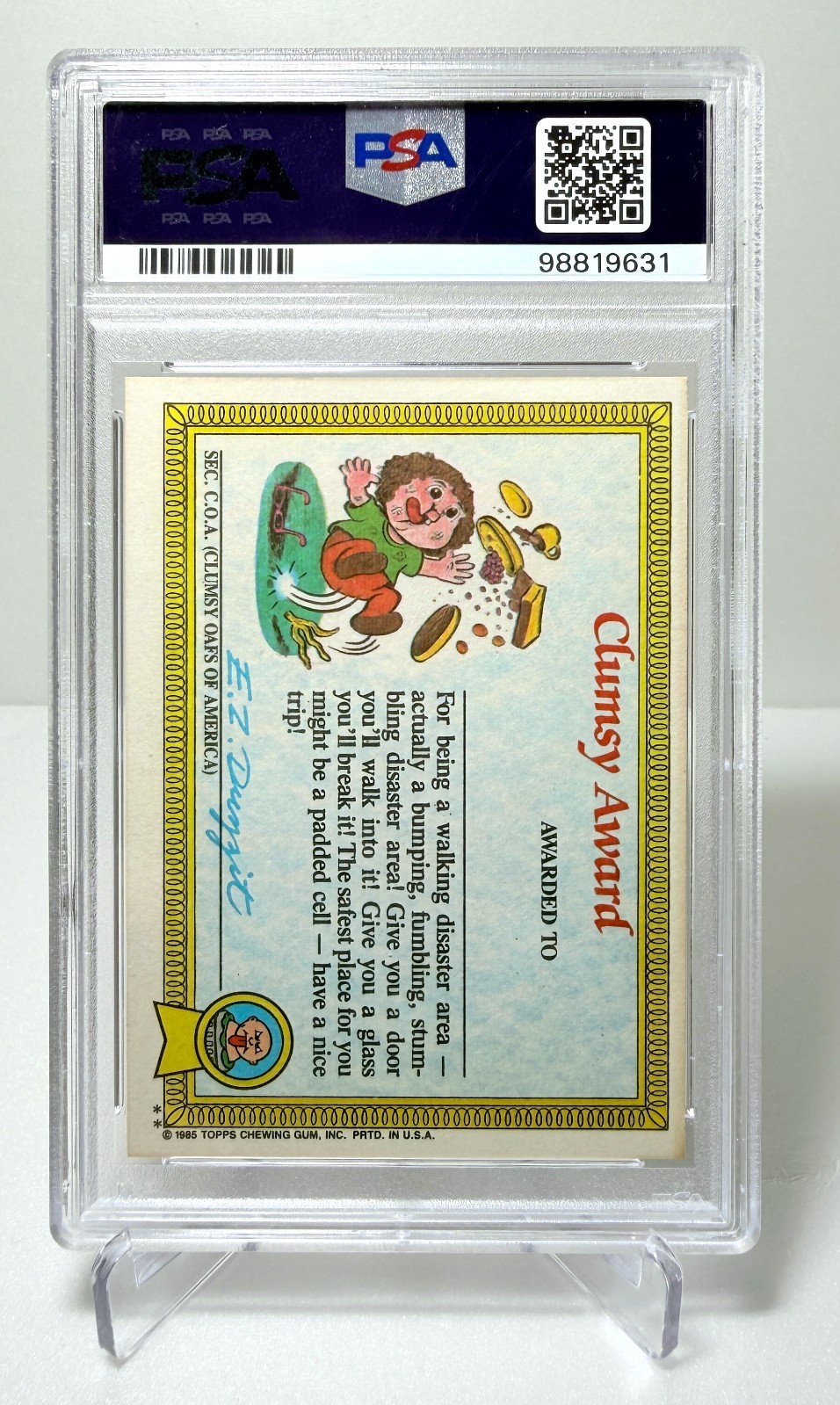 1985 Topps Garbage Pail Kids Series 1 - #20b Dressy Jesse - PSA 8 NM-MT view 2
