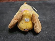 Vintage Tara Toys Kennel Kuddlees Cream Pink Puppy Dog Plush Stuffed Animal Toy