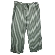 Cozy Earth Soft Woven Lounge Pants Women XL Green White Striped Pajama EUC