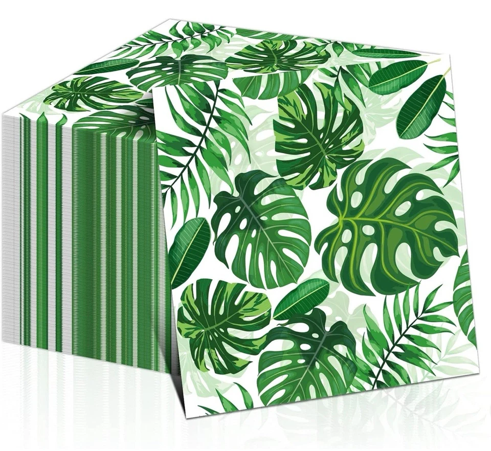 Floral Paradise Tropical Beach Summer Luau Party Paper Beverage Napkins - Image 2 of 4