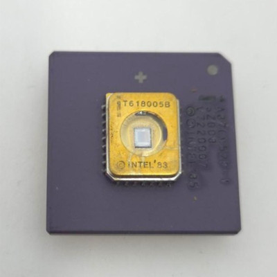RARE - Intel A87C452P CPU EPROM Purple Ceramic and Gold PGA Vintage Prosessor