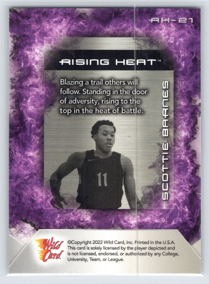 2022-23 Wild Card Matte Draft Scottie Barnes AH-21 Purple Rising Heat - Image 2 of 2