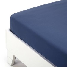 Winter double flannel fitted sheet 180x200 cm blue