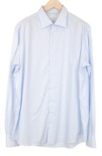 Suitsupply Men's Formal Shirt 45L/17.75L Classic Blue Cotton Striped Slim