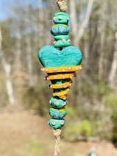 Handmade Lampwork glass heart focal bead set 7 Beads Artisan Lampwork Beads
