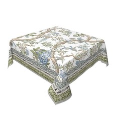Spring Chinoiserie Floral Square Tablecloth 54 Inch Bird Tree Flower Pattern ...