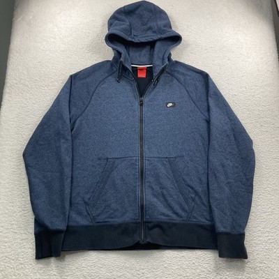 Nike French Terry Shoebox Hoodie Men Large Blue Full Zip Tech 678560-460