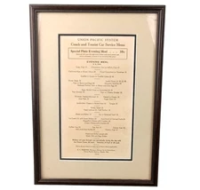 Original 1936 UNION PACIFIC RAILROAD Coach And Tourist Car Service Menu Dining