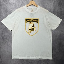 Vintage Lamborghini Shirt Men's Large White Logo USA Made Graphic Tee 80s 3914