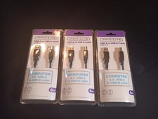 Lot of 3 Infinitive USB-A to USB-B Printer Cables - 6ft - Brand New