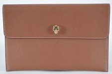 Nuova borsa pochette Alexander McQueen morbida pelle marrone chiusura teschio busta