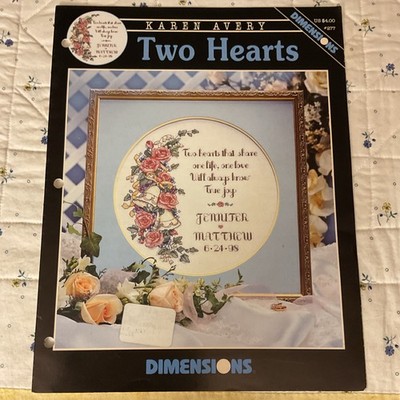 Dimensions Karen Avery Two Hearts Cross Stitch Leaflet. Special Occasions Theme