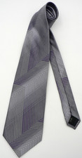 ADOLFO 100 Silk Tie Handmade Abstract Gray/Silver/Purple 58"x4" EX COND