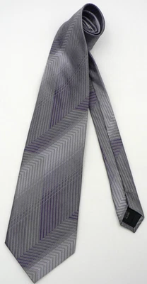ADOLFO 100% Silk Tie Handmade Abstract Gray/Silver/Purple 58"x4" EX COND - Image 1 of 4