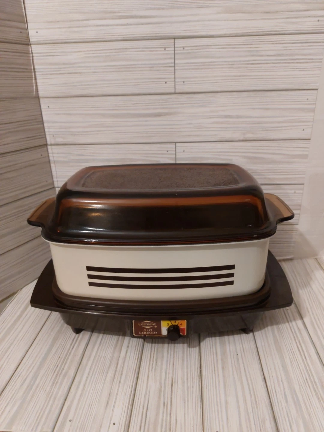 VTG West Bend Slow Cooker 84114 Tested & Working Brown Stripes KitcenCore