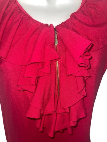ADRIENNE VITTADINI Women's Size Small Blouse Ruffle Front with Quarter Zip - Picture 5 of 13