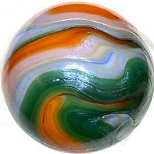 DAS/JABO GREEN ORANGE AND WHITE / FESTIVE HOLIDAY SWIRLED SHOOTER .70" BOX01/317