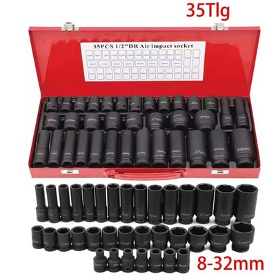 Kraft-Schlagschrauber-Nüsse Steckschlüssel-Satz Schlagnüsse 1/2'' 8 - 32mm -Set