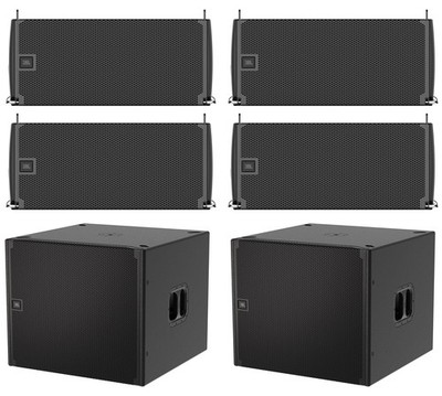 (4) JBL SRX910LA Dual 10'' Line Array Column Speakers+(2) SRX918S 18'' Subwoofers