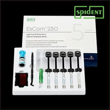 Spident EsCom250 Nanohybrid Composite Resin System Dental Kit 5x4g syr Free Ship