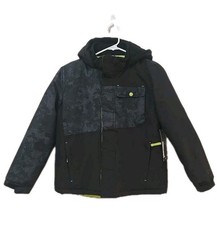 Winter Snow Coat Free Country Boys Size 14/16 XL Snow Jacket Hood Black / Neon