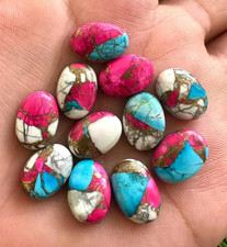 WHOLESALE COTTON CANDY TURQUOISE CABOCHON OVAL SHAPE LOOSE GEMSTONE LOT JEWELERY