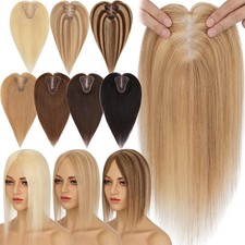 100 Remy Human Hair Extensions Clip In Free Part Lace Base Topper One Piece