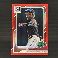 KAYSON CUNNINGHAM 7/99 Red Prizm Holo 2026 Donruss Baseball Rated Prospect
